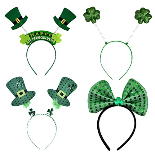 Abaodam 4 Stück Santa Stirnband St. Patricks Day Stirnbänder Kleeblatt-stirnbandbopper Irisches Kleeblatt Stirnband Grüne Kleeblatt-stirnbänder Haarschmuck Krawatte Tuch Kopfbedeckung von Abaodam