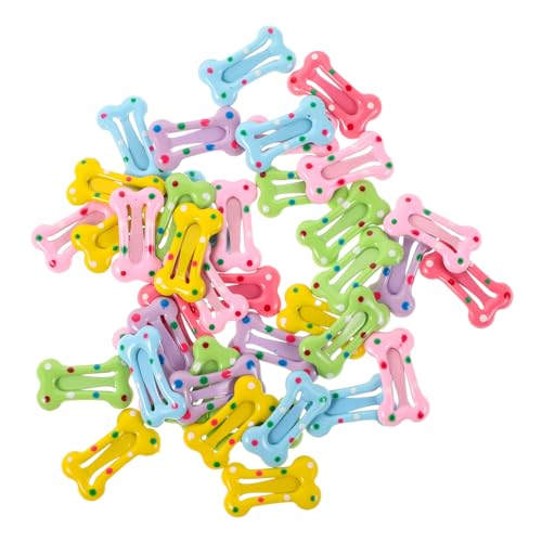 Abaodam 40 Stück Teiliges Bunte Mini Haarspangen für Junge Mädchen und Kleinkinder Niedliche Knochenform mit Farbigen Punkten Stabile Ausbleichresistente Haarklammern für Alltag und Party von Abaodam