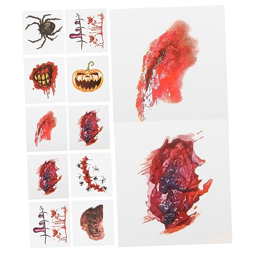 Abaodam 40st Halloween-blut-tattoo Halloween-gesichtsaufkleber Halloween-tattoo-aufkleber Halloween-vampir-tattoo Kostüm Make-up Halloween-narben-tattoos Kleidung Bastelpapier Körper von Abaodam