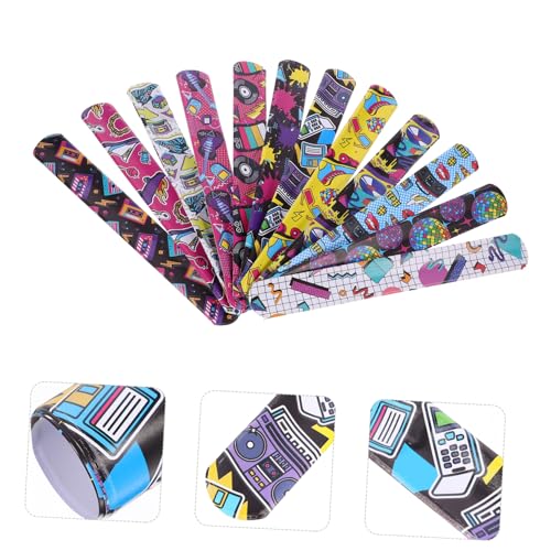 Abaodam 48 Stück Teiliges Retro Slap Armband Rock Musik PVC Leicht Party Deko Cartoon Design Wristbands von Abaodam