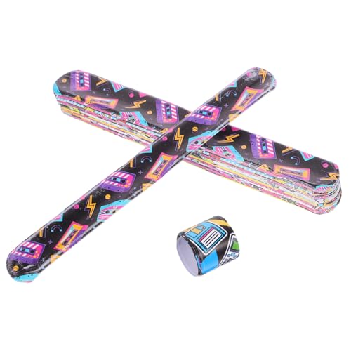 Abaodam 48stücke Slap Armbänder Mit Rockmusik Aufdruck Leichte Cartoon Slap Bänder Für Party von Abaodam