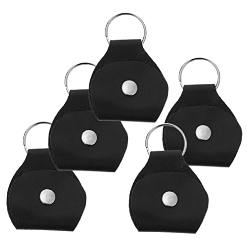 Abaodam 5 Stück Gitarrenplektren Halter Tasche aus PU Leder mit Schlüsselring Tragbarer Organizer für Gitarrenplektren Robust und Langlebig Schutztasche für Plektren für Musiker von Abaodam