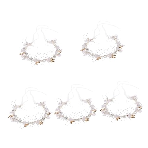 Abaodam 5st Kopfschmuck Für Kinder Brautkopfschmuck Für Die Hochzeit Blumenmädchen-kopfbedeckungen Für Ornament-stirnband Kristallgirlande Fräulein Die Blumen Stoff Weiß Schal von Abaodam