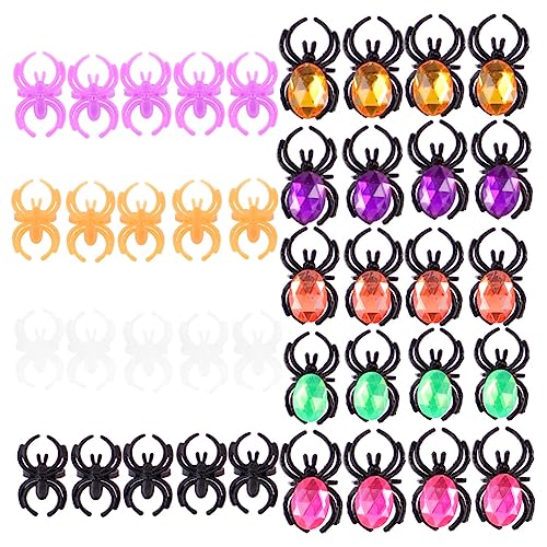 Abaodam 50 Stück Halloween Spinnenringe Bunte Kunststoffringe für Halloween Partys Kreative Kostümaccessoires und Deko für Feiern von Abaodam