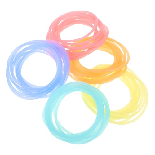 Abaodam 50 Stück Neon Leuchtarmbänder aus Elastischem Silikon Vielseitige Haargummis und Armbänder für Erwachsene Weiches Material Leuchtend im Dunkeln für Outdoor spiel und Party von Abaodam