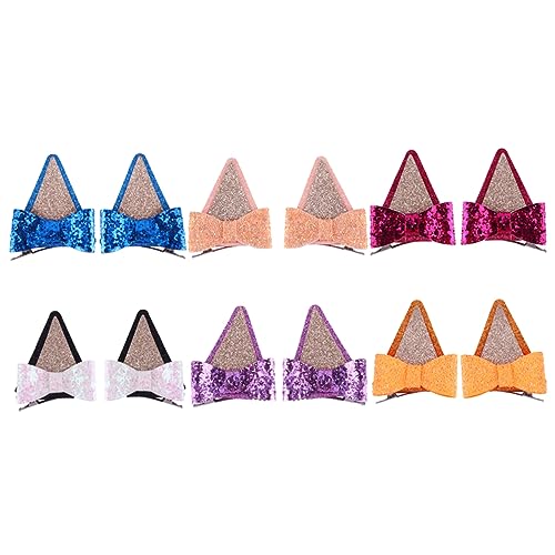 Abaodam 6 Paare Haarspangen mit Süßen Tierohren Schleifen Glitzernde Haarschleifenclips Leichte Farbenfrohe Haaraccessoires für Mädchen Geeignet für Party Alltag und Festlichkeiten von Abaodam