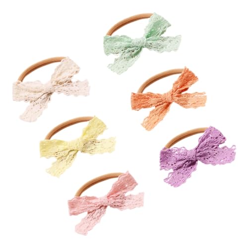 Abaodam 6St Bonbonfarbenes Schleifen-Stirnband für Mädchen hair accessories for girls haarband baby Spitzen-Stirnband für Schleife-Stirnband keine Spur Stirnband Haarschmuck Kopfbedeckung von Abaodam