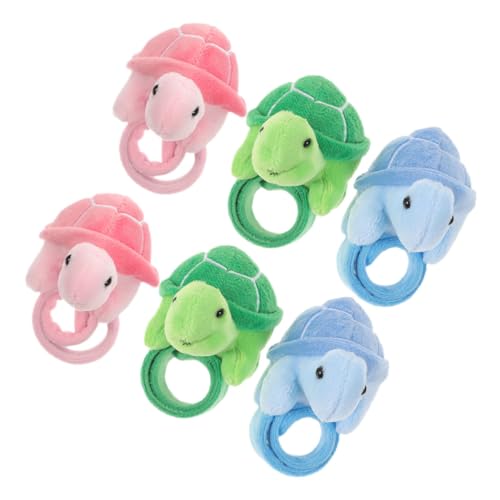 Abaodam 6 Stück Bergschildkröte Plüschpuppe Schnappring Kinderdekoration Armband Stofftier Slap Bands Schildkrötenfiguren Schildkröte Schnappband Kinder Schießen Cartoon Pp Baumwolle von Abaodam