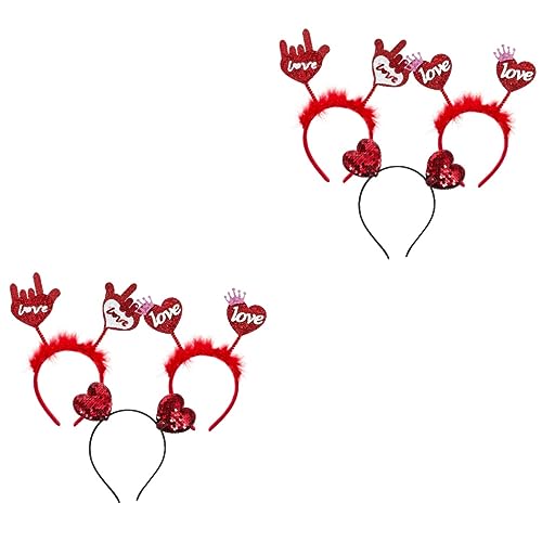 Abaodam 6 Stk Stirnband Haarschmuck Mit Rotem Herz Valentinstag Partyzubehör Kopfschmuck Für Hochzeitsfeiern Liebesherzkopfbopper Amor Tiara Herz Haarreifen Kind Blumenmädchen Herat Stoff von Abaodam