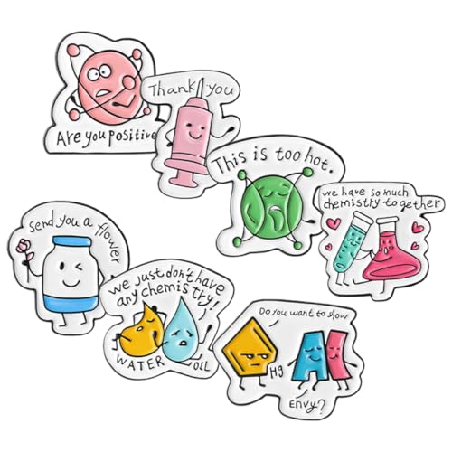 Abaodam 7 Stck Teiliges Chemie Labor Broschen Metall Pins Cartoon Motiv Mode Anstecknadeln für Kleidung Schals Mützen Vielseitig Tragbar Robust und Fest Fixierend Geeignet für Alltag und von Abaodam
