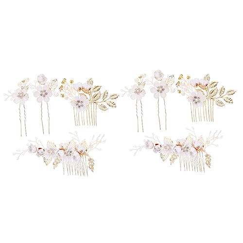 Abaodam 8 Stk Kopfbedeckung Frisierkamm Haarstyling-accessoires Dekorative Haarkämme Bobby-pin Goldene Haarnadel Haarspangen Für Damen Tiara Hochzeit Braut Haarstock Weiß Imitationsperlen von Abaodam