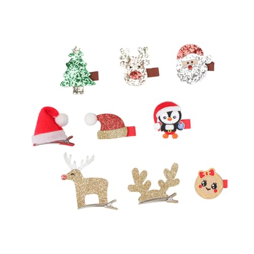 Abaodam 9 Stück Teiliges Weihnachts Haarschmuck für Junge Mädchen Bunte Cartoon Haarspangen mit Weihnachtlichen Motiven Geeignet für Karneval Party Alltag Verspieltes Design Bequem und von Abaodam