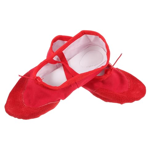 Abaodam Ballettschuhe aus Glänzendem PU Material rutschfeste Tanzschläppchen mit Elastischem Band Weiche Vollsohle für Yoga Ballett Jazz und Moderne Tänze und Erwachsene Rot von Abaodam