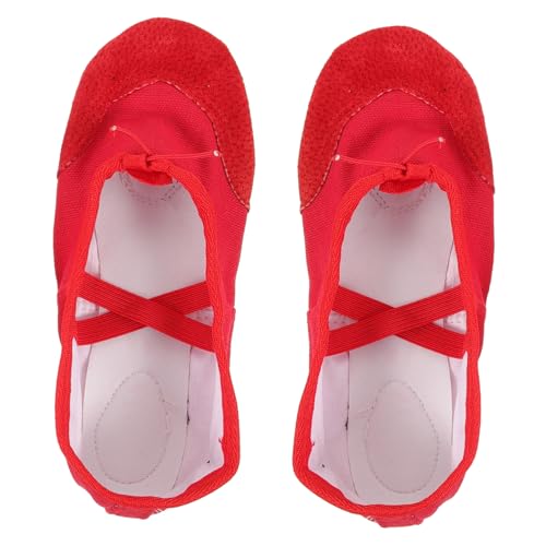 Abaodam Ballettschuhe für Erwachsene rutschfeste Gymnastikschuhe mit Elastischem Band Glänzende PU Material Tanzschläppchen Flexible Weichsohle für Yoga Ballett Modern Dance Rot von Abaodam