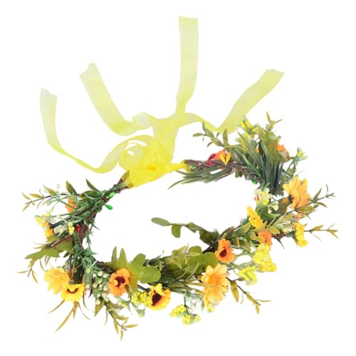 Abaodam Brautkranz Blumenhaarbänder Brauthaar- Reifen Böhmen Blumenkopfschmuck Mädchen Halo Kopfschmuck Brautblumenkranz Boho Haargirlande. Stirnband Pp Strandurlaub Hochzeitsfoto von Abaodam