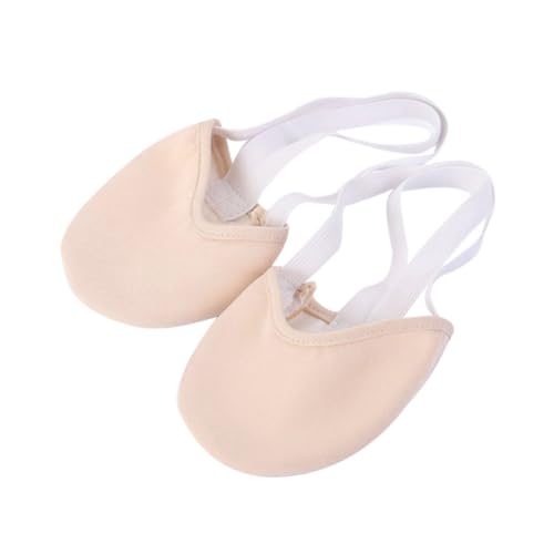 Abaodam Canvas Ballettschuhe Halbsohle Hautfarbe Gestrickt mit Doppeltem Elastikband Kurzzehensocke für Rhythmisches Tanzen und Balletttanz S Flexible Zehenbeweglichkeit und Handgefaltete von Abaodam