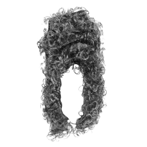 Abaodam Curly Grey Judge Wig Für Herren Authentische Historische Perücke Für Anwälte Und Cosplay-partys Lange Lockige Kostümperücke Aus Synthetischen Fasern Für Halloween Und von Abaodam