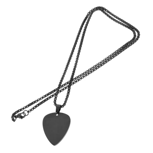 Abaodam Edelstahl Halskette mit Gitarre Plektrum Anhänger Langlebig Rostfrei Modisch und Unisex Schwarze Clavicle Kette Stilvolles für Damen und Herren von Abaodam