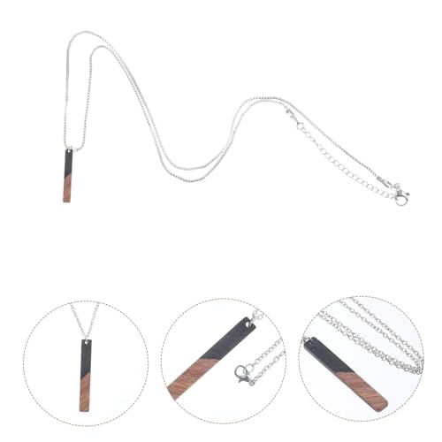 Abaodam Geometrische Halskette mit Rechteckigem Resin Anhänger Damenkette für Alltag und Besondere Anlässe Leichte Lange Halskette in Schwarz Eleganter Schmuck für Frauen von Abaodam