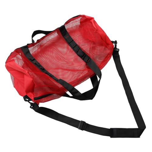 Abaodam Große Rote Netz Strandtasche mit Reißverschluss Innentasche Vielseitige Mesh Tote Bag für Strand Reise und Schwimmbad Robuste Nylon Schultertasche für Badetaschen und von Abaodam