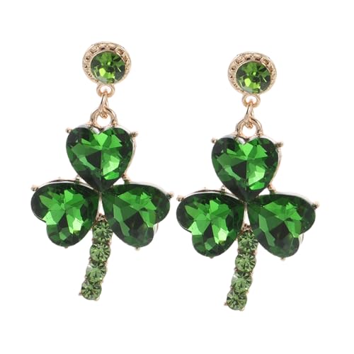 Abaodam Grüne Shamrock Ohrhänger mit Strass Baumelnde Kleeblatt Ohrringe für Frauen Modischer Schmuck zum Patricks Day Festlicher Irischer Feiertagsschmuck Individuelles Design von Abaodam