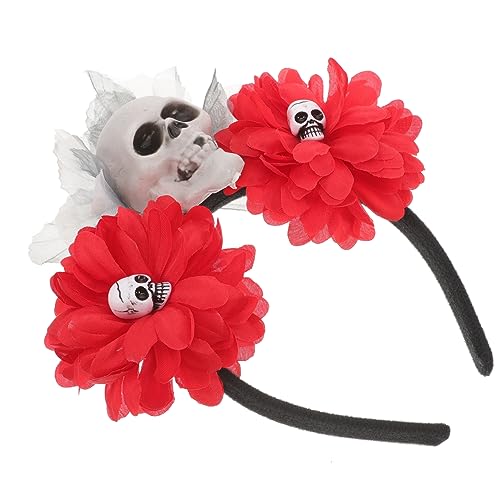 Abaodam Halloween-stirnband Totenkopf-kronen-haarband Fiesta Blumen Haarkronenbänder Rosen-stirnband Für Cosplay Halloween-kopfschmuck Schwarze Dekorative Plastik Haarschmuck Erwachsener von Abaodam