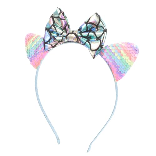 Abaodam Haarschmuck Für Meerjungfrauen in Leuchtenden Farben Katzenohr-stirnband Schleife Und Pailletten Für Partykleider von Abaodam