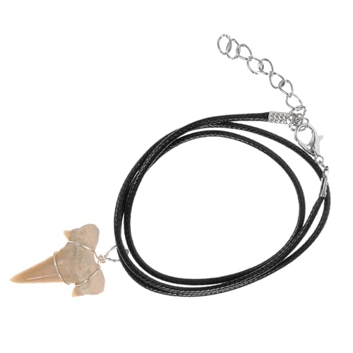 Abaodam Haifischzahn Halskette aus Natürlichem Material mit Verstellbarem Lederband Unisex Schmuck für Männer und Frauen Einzigartiges Design Einfach zu Reinigen für Altersgruppen von Abaodam