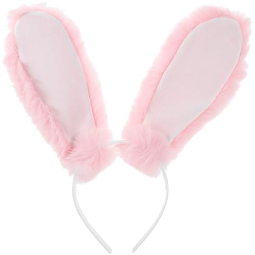 Abaodam Hasenohren Osterhasen-Ohr-Stirnband Plüsch-Hasenohren-Stirnband Haarband Haarreifen Kopfbedeckung Für Damen Und Kinder Für Osterpartys – Rosa von Abaodam