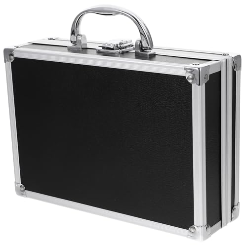 Abaodam Koffer Aluminiumgehäuse Verschließbare Aktentasche Aus Aluminium Geld-Aktentasche Werkzeugkasten Besteckkasten Metallgehäuse Aktentasche Aus Metall Kleine Aktentasche Black Abs von Abaodam