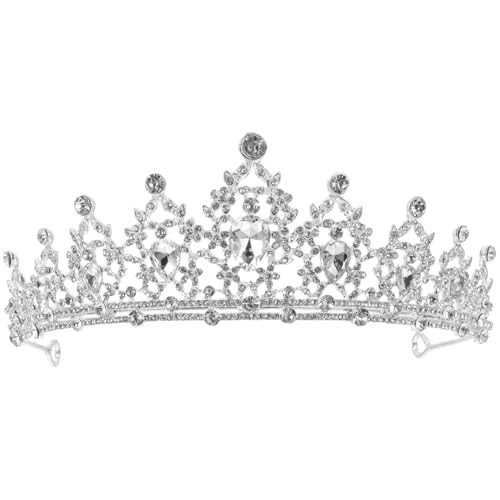 Abaodam Krone Hochzeitstiara Für Die Braut Schmuckprinzessin-kopfbedeckungen Braut Hochzeit Stirnband Strass Tiara Kopfschmuck Diademe Für Frauen Schmücken Strasssteine Legierung von Abaodam