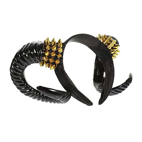 Abaodam Nieten-croissant-stirnband Hornstirnbänder Für Damen Großer Haarreif Aus Ziegenhorn Teufelshörner Haarband Cosplay-hörner Stirnband Aus Dämonenhorn Fräulein Plastik Halloween Tier von Abaodam