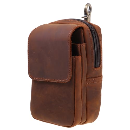 Abaodam Outdoor Echtleder Herren Multifunktions Handytasche Bauchtasche Retro Stil Praktisch für Alltag Camping Wandern Sport von Abaodam