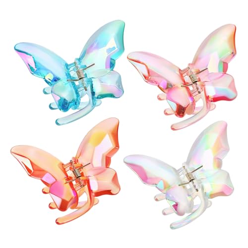 Abaodam 4stücke Teiliges Bunte Schmetterlings-haarspangen Für Frauen Rutschfeste Klammern Zur Stylischen Frisurgestaltung Praktische Haaraccessoires von Abaodam