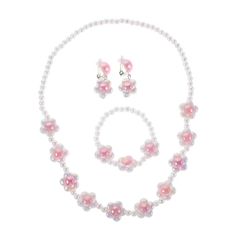 Abaodam Schmuckset mit Perlen Blumen Design Bezaubernde Halskette Armband Ohrringe für Mädchen Niedliche Prinzessin Accessoires für Alltag Fest Hochzeit von Abaodam