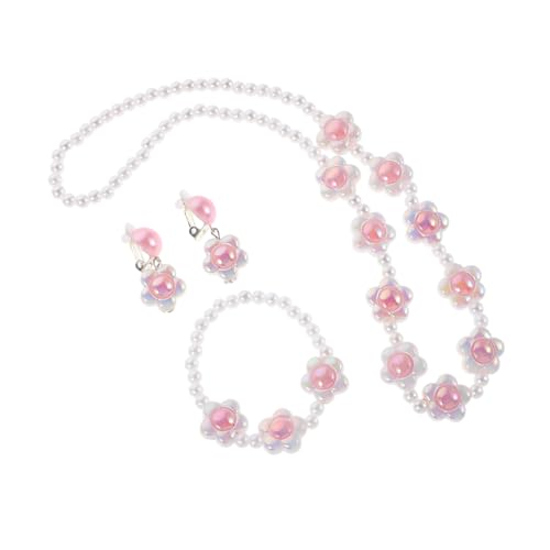 Abaodam Schmuckset mit Perlen und Blumen Komplett mit Halskette Armband Ohrringen Komfortabel Langlebig Elegante Prinzessin-accessoires für Mädchen zu Festen und Alltag von Abaodam