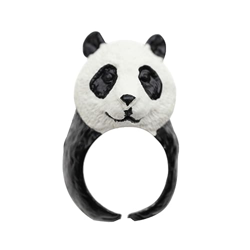 Abaodam Cartoon-Ringe schmuck personalisiert Persönlichkeitsschmuck Tiermotiv Schmuck 3D-Ring süßer Tierring Tiere tierischer Fingerring Persönlichkeitsring Erdfarben Panda Kunsthandwerk von Abaodam