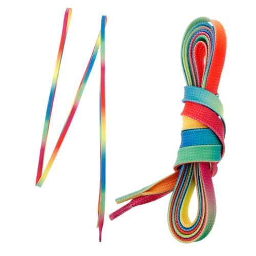 Abaodam Wachsbeschichtete Flache Regenbogen schnürsenkel Wasserfeste Bunte Polyester schnürbänder für Schlittschuhe Boots Sportschuhe Langlebig Farbecht Sicherer Halt für Damen und Herren von Abaodam