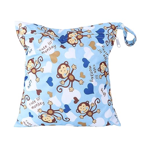 Abaodam wasserdichte Wickeltasche für Babys Waschbar AFFE windelbeutel Diaper Bag Wet Diaper Bag Wickeltasche windeltasche -Nass-Trockensack Drucken Reißverschluss von Abaodam