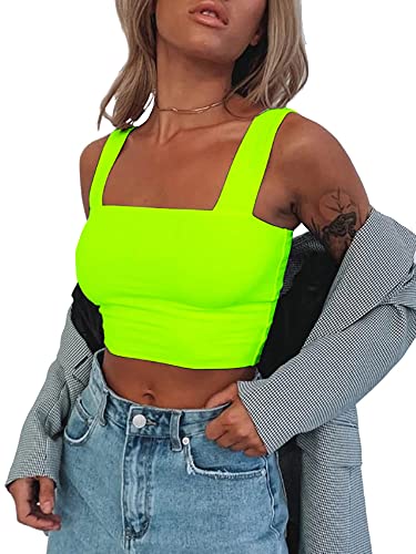 Abardsion Damen Casual Basic Going Out Crop Tops Slim Fit Kurzarm Rundhals Enge T-Shirts, neon green, XX-Large von Abardsion