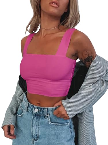 Abardsion Sexy ärmelloses Träger-Tanktop für Damen, fuchsia, Mittel von Abardsion