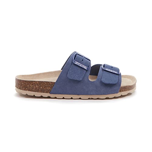Abbacino Flache Damen-Sandale aus Wildleder in Blau. Blau von Abbacino