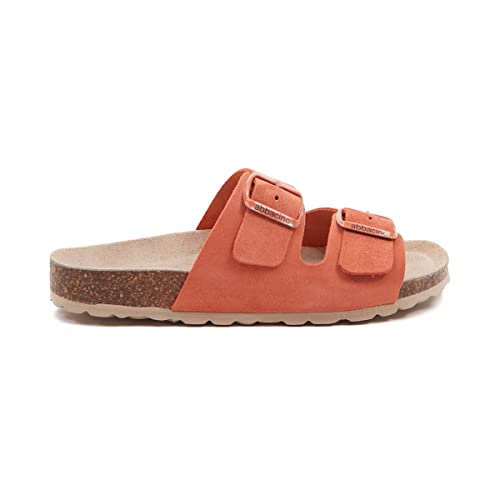 Abbacino Flache Damen-Sandale aus Wildleder in Orange. Orange Abbacino Flache Damen-Sandale aus Wildleder in Orange. Orange von Abbacino