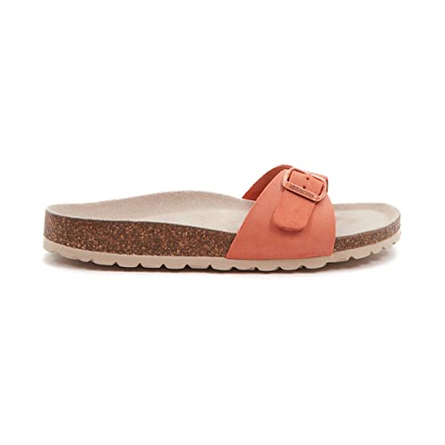 Abbacino Flache Damen-Sandale mit Schnalle in Orange. Orange Abbacino Flache Damen-Sandale mit Schnalle in Orange. Orange von Abbacino