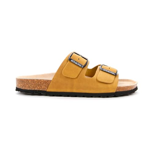 Abbacino Flache Damenleder-Sandale in Bernstein. Orange von Abbacino