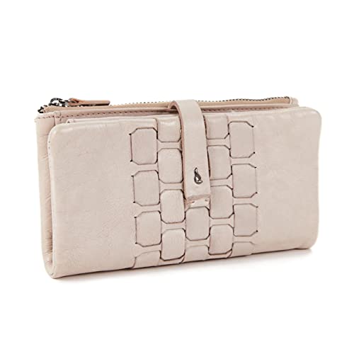 Abbacino Große Geldbörse für Damen aus geflochtenem Leder, Beige, Gänseblümchen, Beige von Abbacino