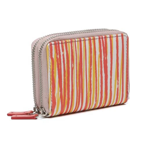 Abbacino Kleine Geldbörse aus Leder mit Korallenmuster. Rosa von Abbacino