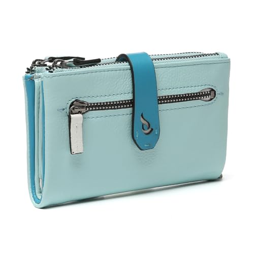 Abbacino Mittelgroße Geldbörse aus zweifarbigem Blauleder. Blau von Abbacino