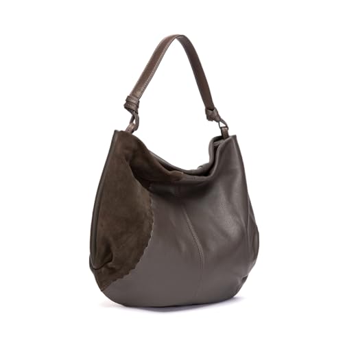 Abbacino Umhängetasche in Leder und grauem Serraje Grau von Abbacino