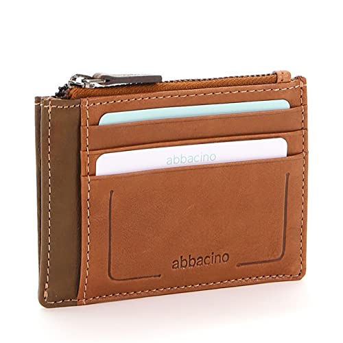 Abbacino Kartenetui für Damen zweifarbigem Leder, Cognacfarben, Única, Modern von Abbacino